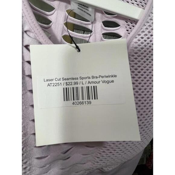 Mono B Sports Bra Womens Periwinkle Laser Cut Seamless Racerback Athletic Sz L - Picture 2 of 5